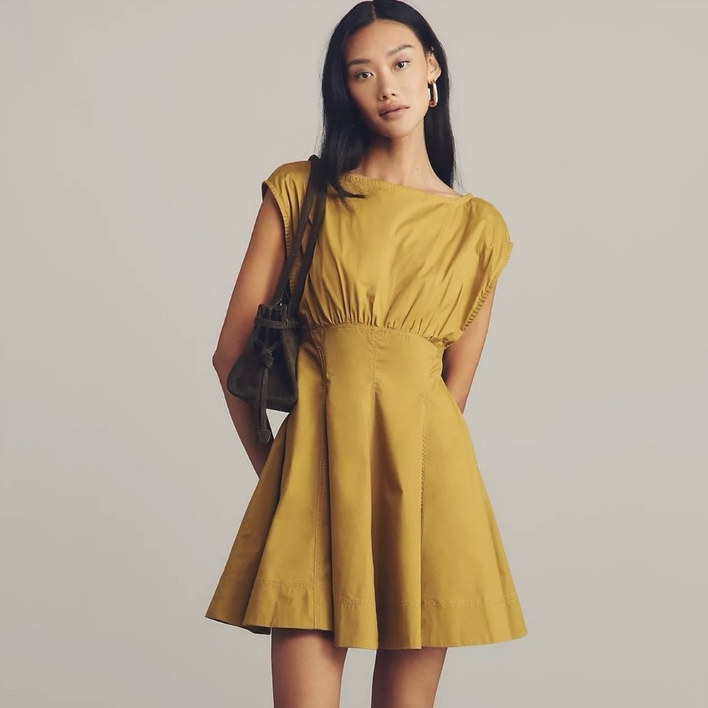 Maeve sleeveless waisted poplin mini dress